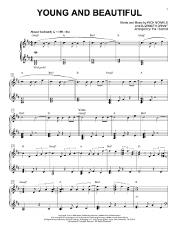 page one of Young And Beautiful (Piano Solo)