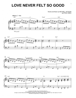 page one of Love Never Felt So Good (Piano Solo)