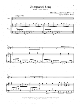 page one of Unexpected Song (from Song & Dance) (Violin and Piano)