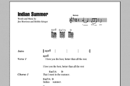 page one of Indian Summer (Guitar Chords/Lyrics)