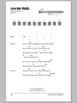 page one of Love Her Madly (Guitar Chords/Lyrics)