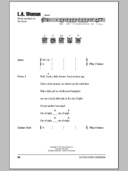 page one of L.A. Woman (Guitar Chords/Lyrics)