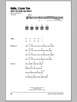 page one of Hello, I Love You (Won't You Tell Me Your Name?) (Guitar Chords/Lyrics)