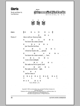 page one of Gloria (Guitar Chords/Lyrics)