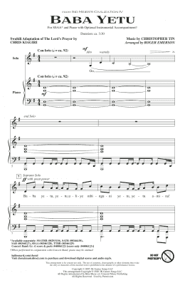 page one of Baba Yetu (from Civilization IV) (arr. Roger Emerson) (SSA Choir)