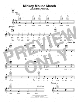 page one of Mickey Mouse March (from The Mickey Mouse Club) (Ukulele)