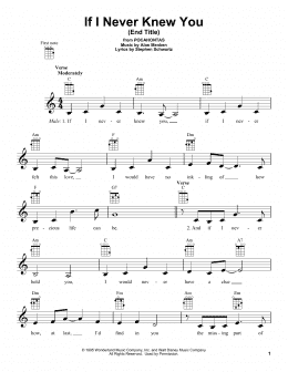page one of If I Never Knew You (End Title) (from Pocahontas) (Ukulele)