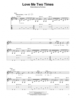 page one of Love Me Two Times (Guitar Tab (Single Guitar))