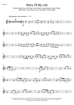 page one of Story Of My Life (Clarinet Solo)