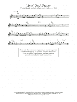 page one of Livin' On A Prayer (Flute Solo)