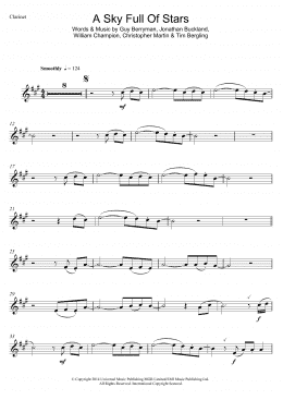 page one of A Sky Full Of Stars (Clarinet Solo)