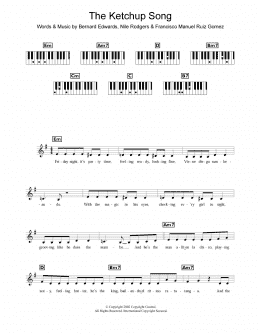 page one of The Ketchup Song (Asereje) (Piano Chords/Lyrics)