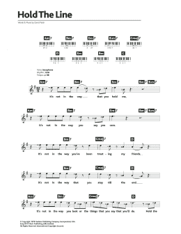 page one of Hold The Line (Piano Chords/Lyrics)