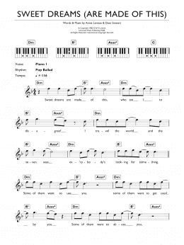 page one of Sweet Dreams (Are Made Of This) (Piano Chords/Lyrics)