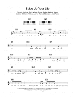 page one of Spice Up Your Life (Piano Chords/Lyrics)