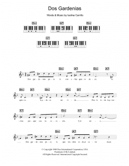 page one of Dos Gardenias (Piano Chords/Lyrics)