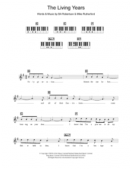 page one of The Living Years (Piano Chords/Lyrics)