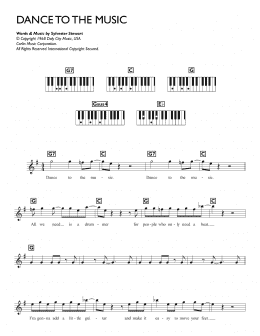 page one of Dance To The Music (Piano Chords/Lyrics)