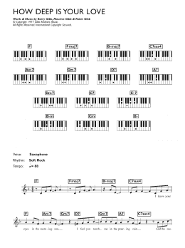 page one of How Deep Is Your Love (Piano Chords/Lyrics)