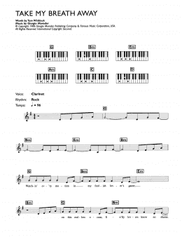 page one of Take My Breath Away (Piano Chords/Lyrics)