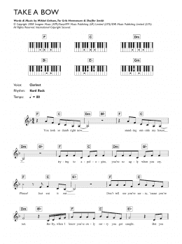 page one of Take A Bow (Piano Chords/Lyrics)