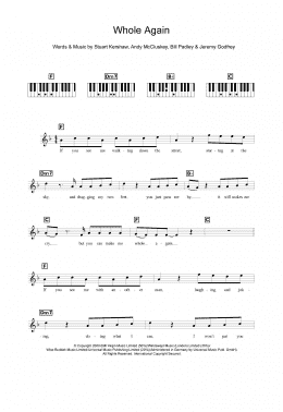 page one of Whole Again (Piano Chords/Lyrics)