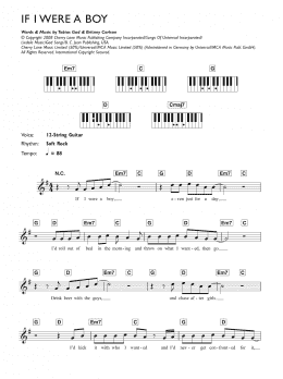 page one of If I Were A Boy (Piano Chords/Lyrics)