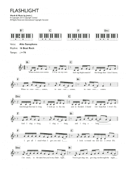 page one of Flashlight (from Pitch Perfect 2) (Piano Chords/Lyrics)