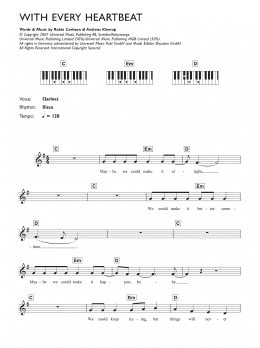 page one of With Every Heartbeat (Piano Chords/Lyrics)