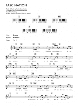 page one of Fascination (Piano Chords/Lyrics)