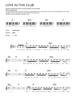page one of Love In This Club (Piano Chords/Lyrics)