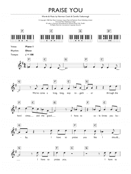 page one of Praise You (Piano Chords/Lyrics)