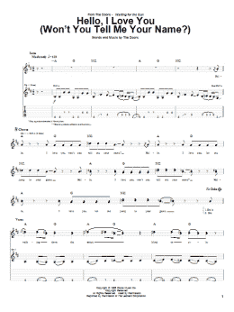 page one of Hello, I Love You (Won't You Tell Me Your Name?) (Guitar Tab)