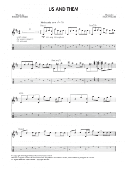 page one of Us And Them (Guitar Tab)