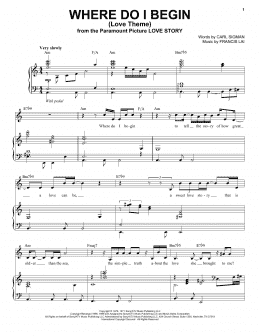 page one of Where Do I Begin (Love Theme) (Piano & Vocal)