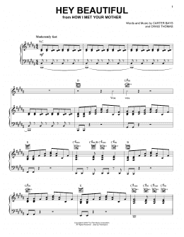 page one of Hey Beautiful (from How I Met Your Mother) (Piano, Vocal & Guitar Chords (Right-Hand Melody))