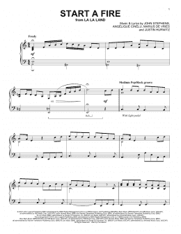 page one of Start A Fire (from La La Land) (Piano Solo)