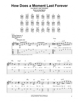 page one of How Does A Moment Last Forever (from Beauty and the Beast) (Easy Guitar Tab)