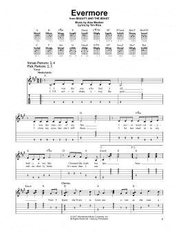 page one of Evermore (from Beauty and the Beast) (Easy Guitar Tab)