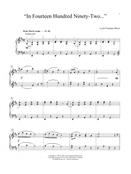 page one of "In Fourteen Hundred Ninety-Two..." (Educational Piano)
