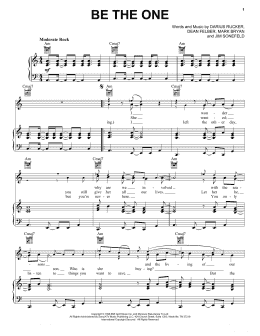 page one of Be The One (Piano, Vocal & Guitar Chords (Right-Hand Melody))