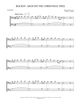 page one of Rockin' Around The Christmas Tree (Trombone Duet)