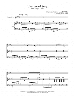 page one of Unexpected Song (from Song & Dance) (Trumpet and Piano)