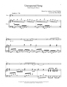 page one of Unexpected Song (from Song & Dance) (Flute and Piano)