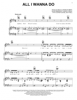 page one of All I Wanna Do (Piano, Vocal & Guitar Chords (Right-Hand Melody))