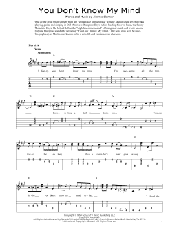 page one of You Don't Know My Mind (arr. Fred Sokolow) (Solo Guitar Tab)