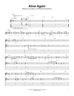 page one of Alive Again (Guitar Tab)