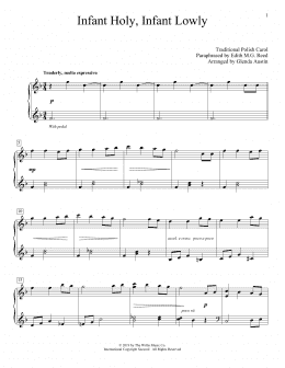 page one of Infant Holy, Infant Lowly (arr. Glenda Austin) (Piano Solo)