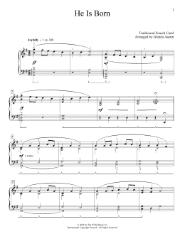 page one of He Is Born (arr. Glenda Austin) (Piano Solo)
