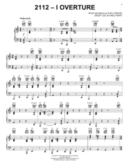 page one of 2112 - I. Overture (Piano, Vocal & Guitar Chords (Right-Hand Melody))